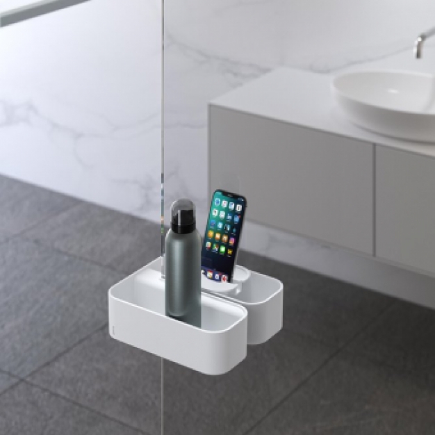 FRAME WHITE CHROME Clip on douchemand voor douchewand